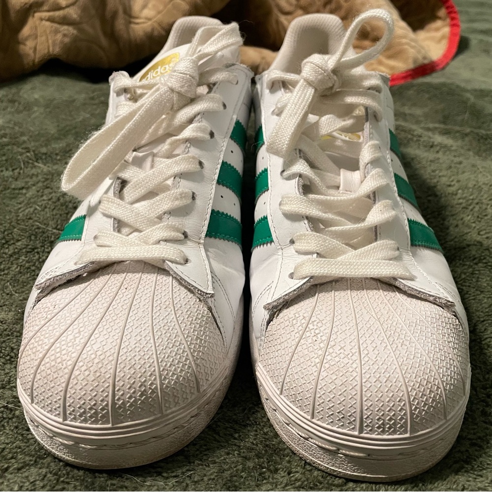Adidas White and green Sneakers
